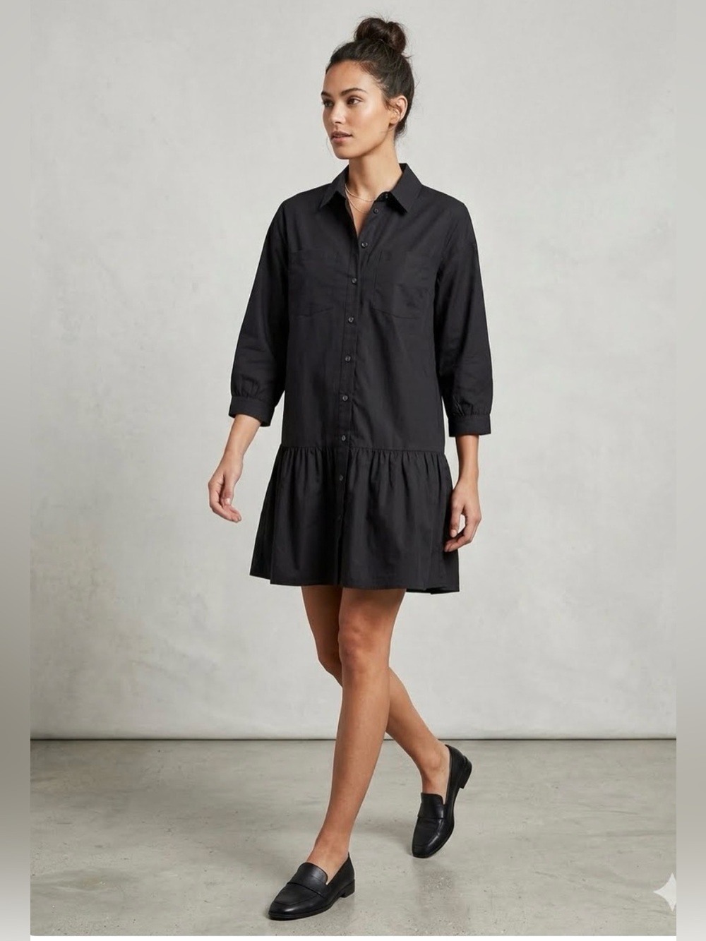 black shirt dress banana republic | Tops | Banana Republic Top Tunic Size Medium Poplin Classic Ruffle Never Underestimate The Power RSVP Season Color:Stormy Blouson fit